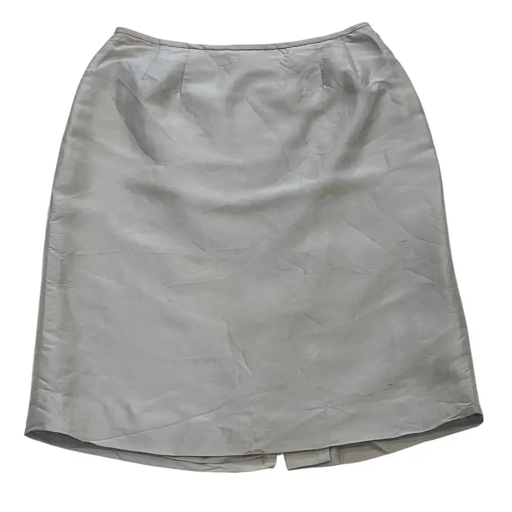 Kasper Petite Baby Blue Silk Pencil Skirt, Minimalist, Classic, Size 8P